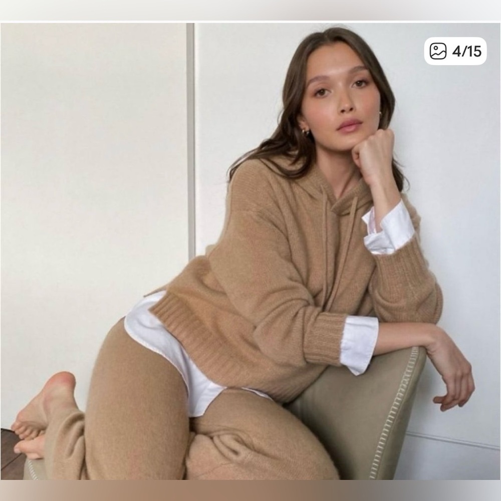 Babaton luxe tan cashmere hoodie size xxs
